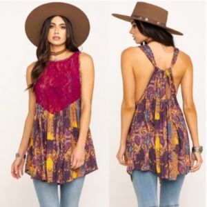 Free People Cowboy Hippie western oversized Spring Swing Tunic dress